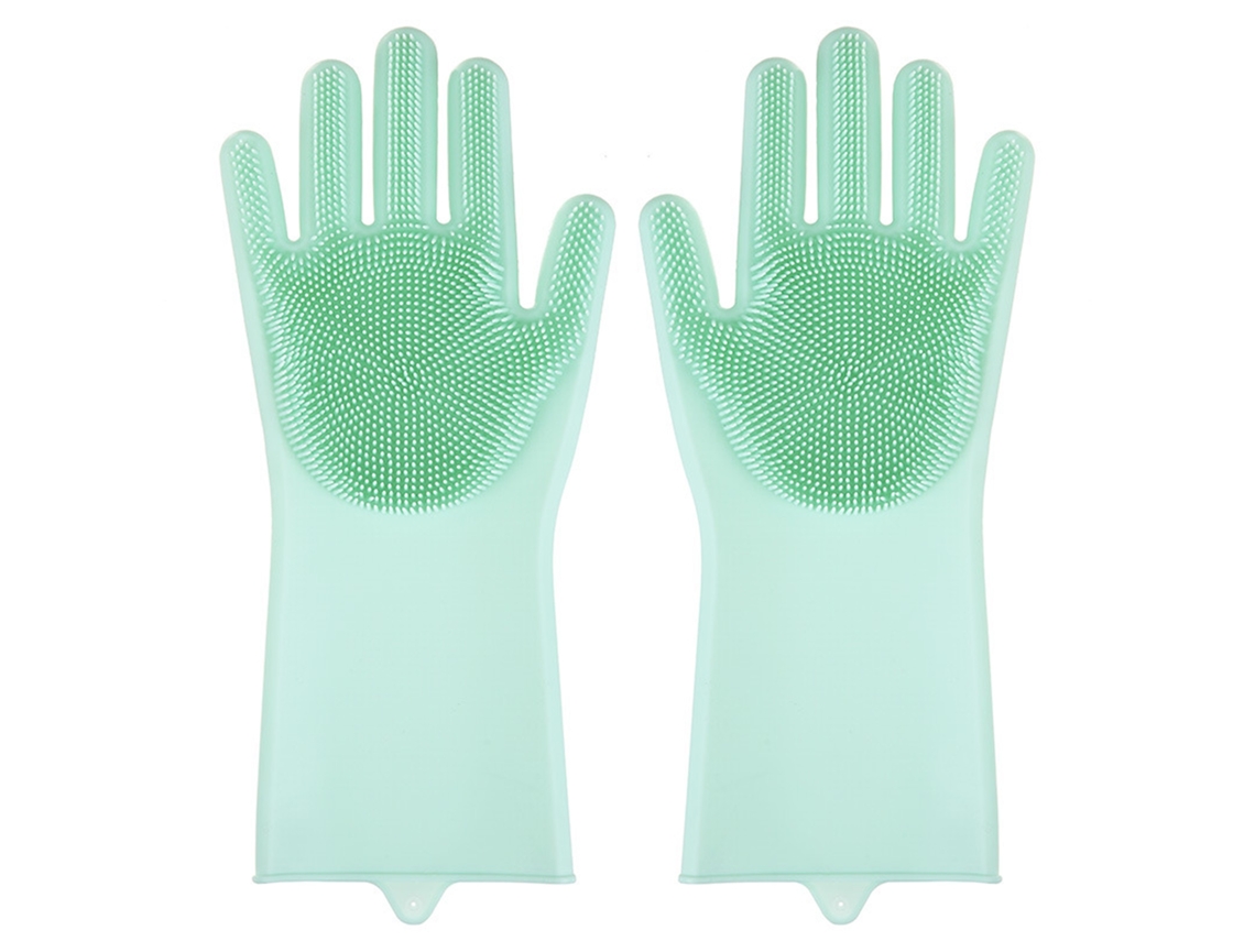 Guantes De Silicona Con Cerdas, Impermeables, Resistentes Al Aceite, Suaves, Elásticos, Para Lavar Platos, Cocina, Verdes.