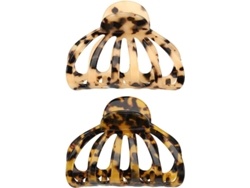 paquete De 2 Pinzas Para El Cabello Estilo Bohemio Con Estampado De Leopardo Y Carey Para Mujeres Y Niñas