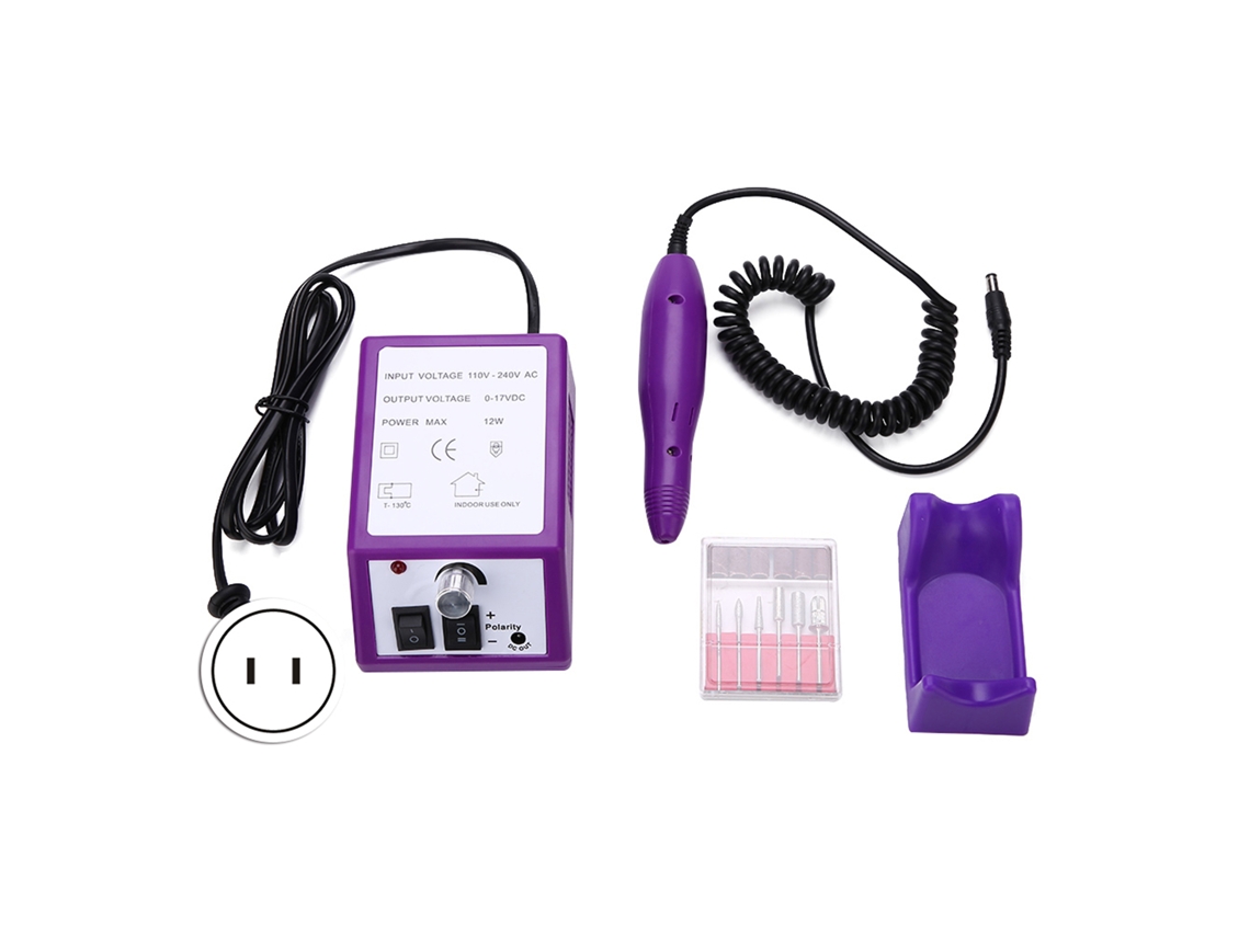 Taladro Máquina Eléctrica de Uñas Lijado Kit Manicura Pedicura Color Morado
