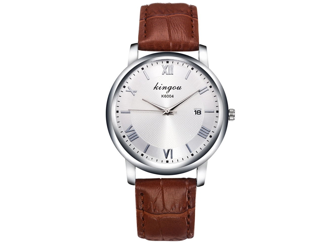 Reloj De Negocios Para Hombre, Analógico De Cuero, Esfera Redonda, Cuarzo, Fashion Café