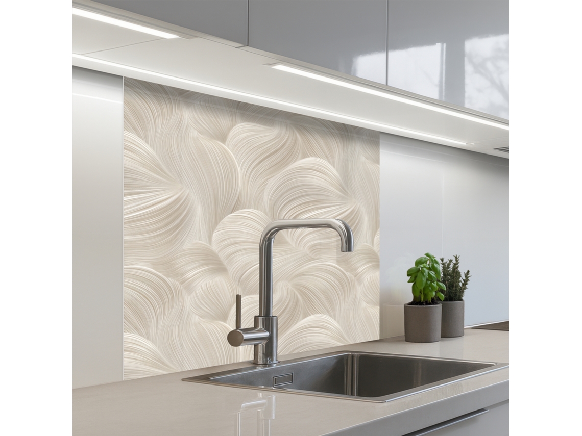 Paneles para salpicadero de cocina - Diseño de abanico - Beige 80x80 cm