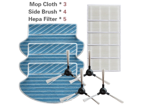 5 Piezas Filtro Hepa 4 Cepillos Laterales 3 Piezas. Filtro Hepa de repuestos de aspiradora Robot fregona para Proscenic 780T 790T