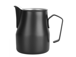 Jarra de acero inoxidable de 500 ml para café, arte latte y cafetería (negra)