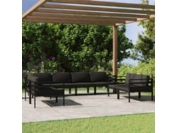 Conjunto de jardín de 8 piezas con cojines de aluminio antracita, Dkd Home Decor