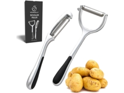 Pelador de frutas de acero inoxidable, herramienta de cocina multifuncional para diversas verduras y frutas, con mango ergonómico antideslizante, apto para lavavajillas.