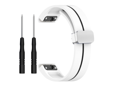 Correa de reloj con hebilla magnética de silicona de 22 mm para Samsung Gear S3, Garmin Venu 3 Blanco