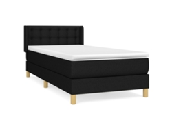 Maison Exclusive - Cama Box Spring Con Colchón Tela Negro 100x200 Cm