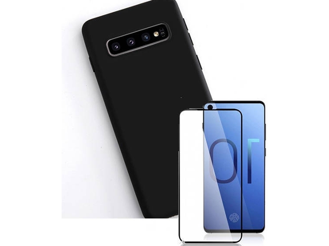 Kit Carcasa y Protector Cristal 5D Samsung Galaxy S10 Lite Silicone Negro