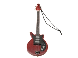 Modelo de guitarra eléctrica de madera en miniatura para decoración.