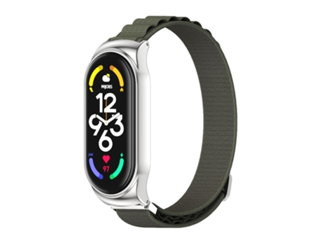 Correa de reloj inteligente para Xiaomi Mi Band 6/5/4/3 MIJOBS CS Correa de reloj transpirable de nailon (verde militar plateado)