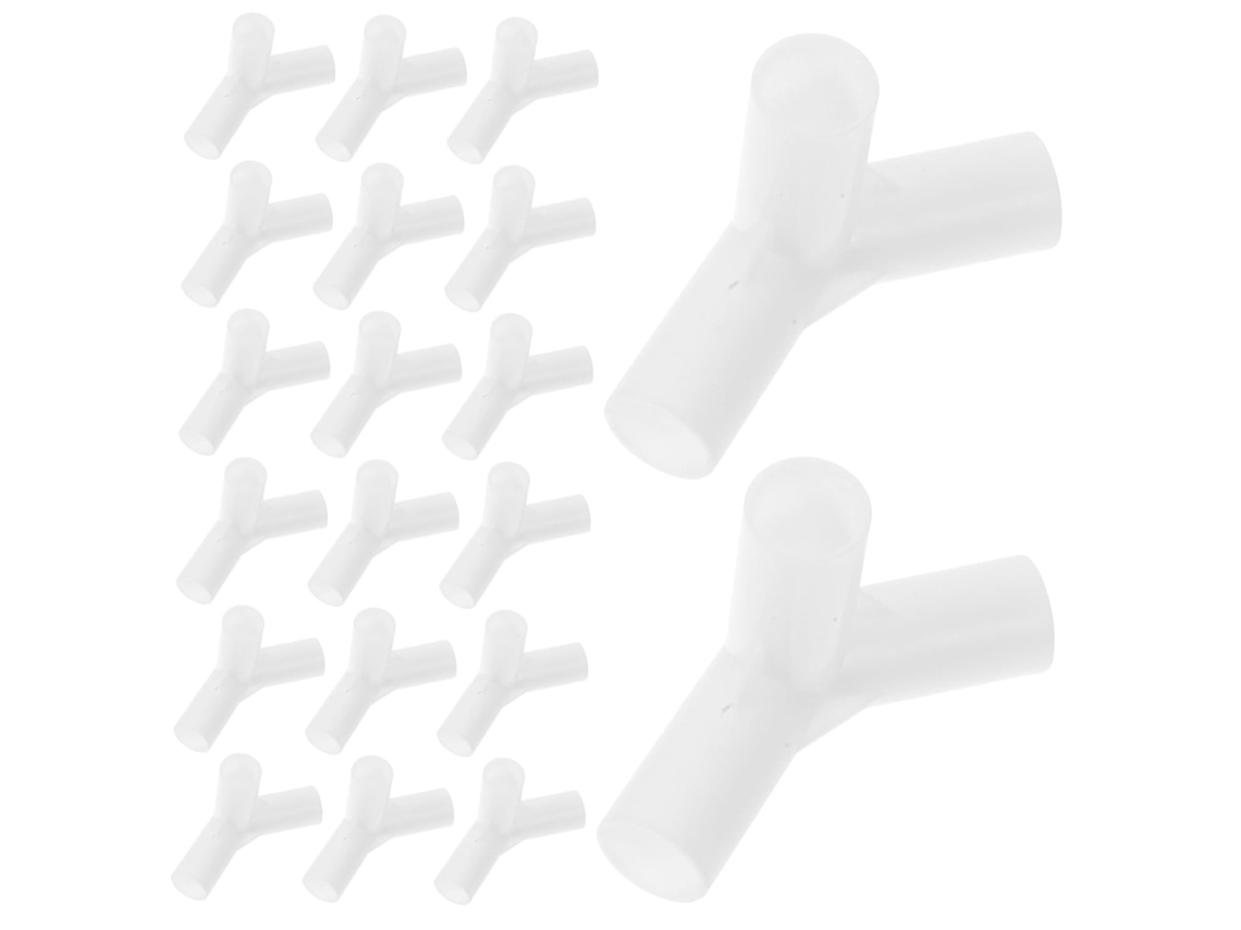 Juego de 20 conectores de plástico para tuberías de invernadero para toldos, color blanco.