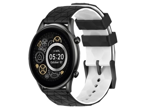 Correa de reloj inteligente para Xiaomi Haylou RT2 LS10 22 mm Patrón de fútbol Correa de reloj de silicona de dos colores (negro + blanco)