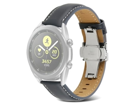 Correa de piel auténtica 22mm línea de costura para Huawei Watch GT 3 Pro 46mm/Garmin Venu 2 - gris oscuro