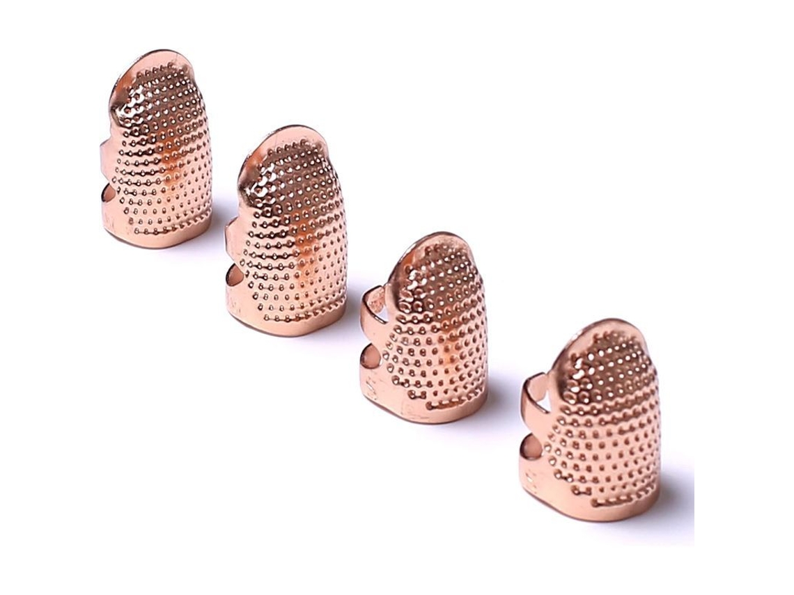 4 Dedales De Costura De Metal Dorado Rosa, Protector De Dedos Ajustable Para Costura A Mano, Tallas S Y M