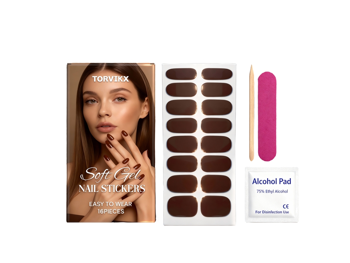 Pegatinas de gel suave para uñas, color marrón café, para uñas