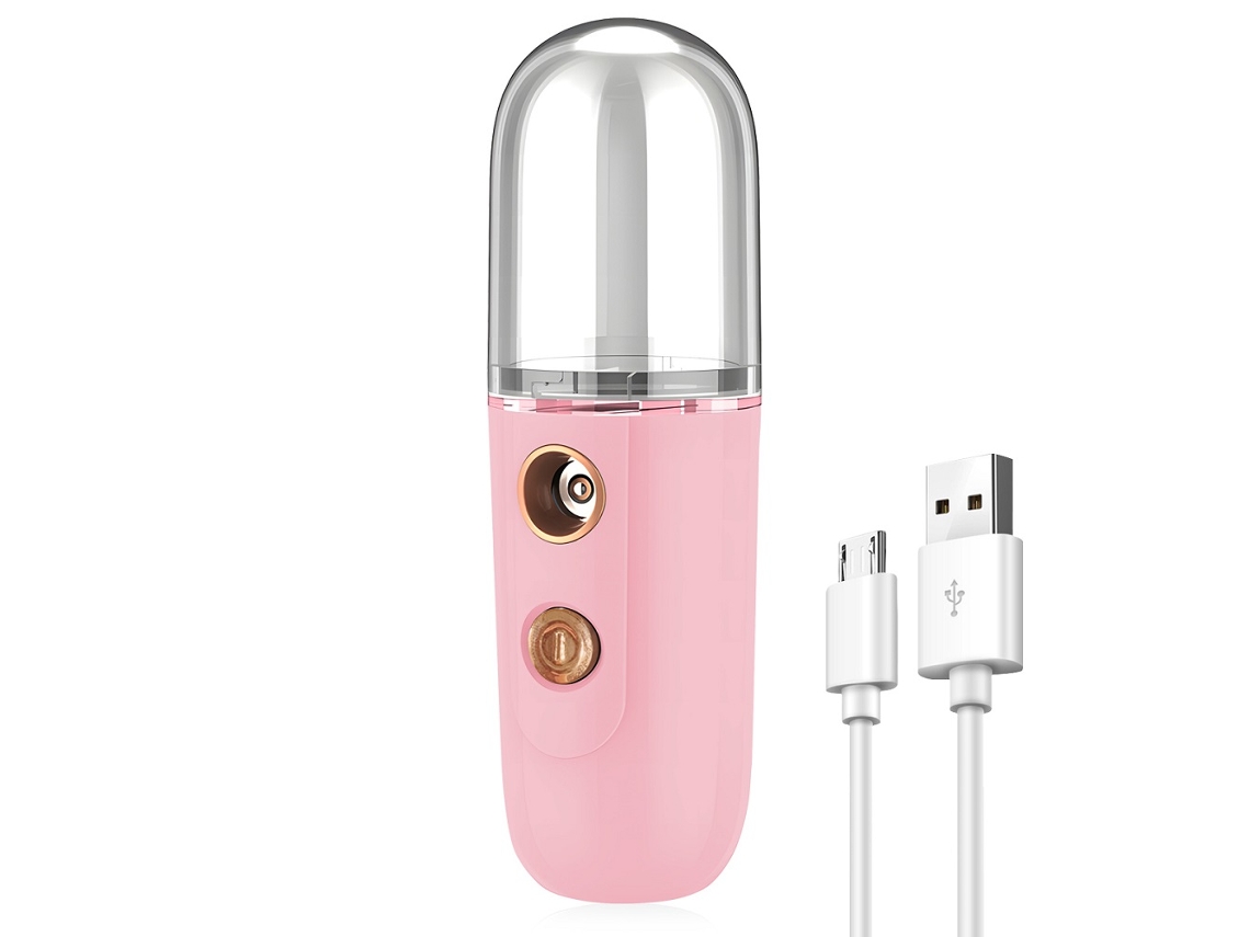 Humidificador portátil de alta presión Digitallab Mini Nano para hidratación facial (rosa)