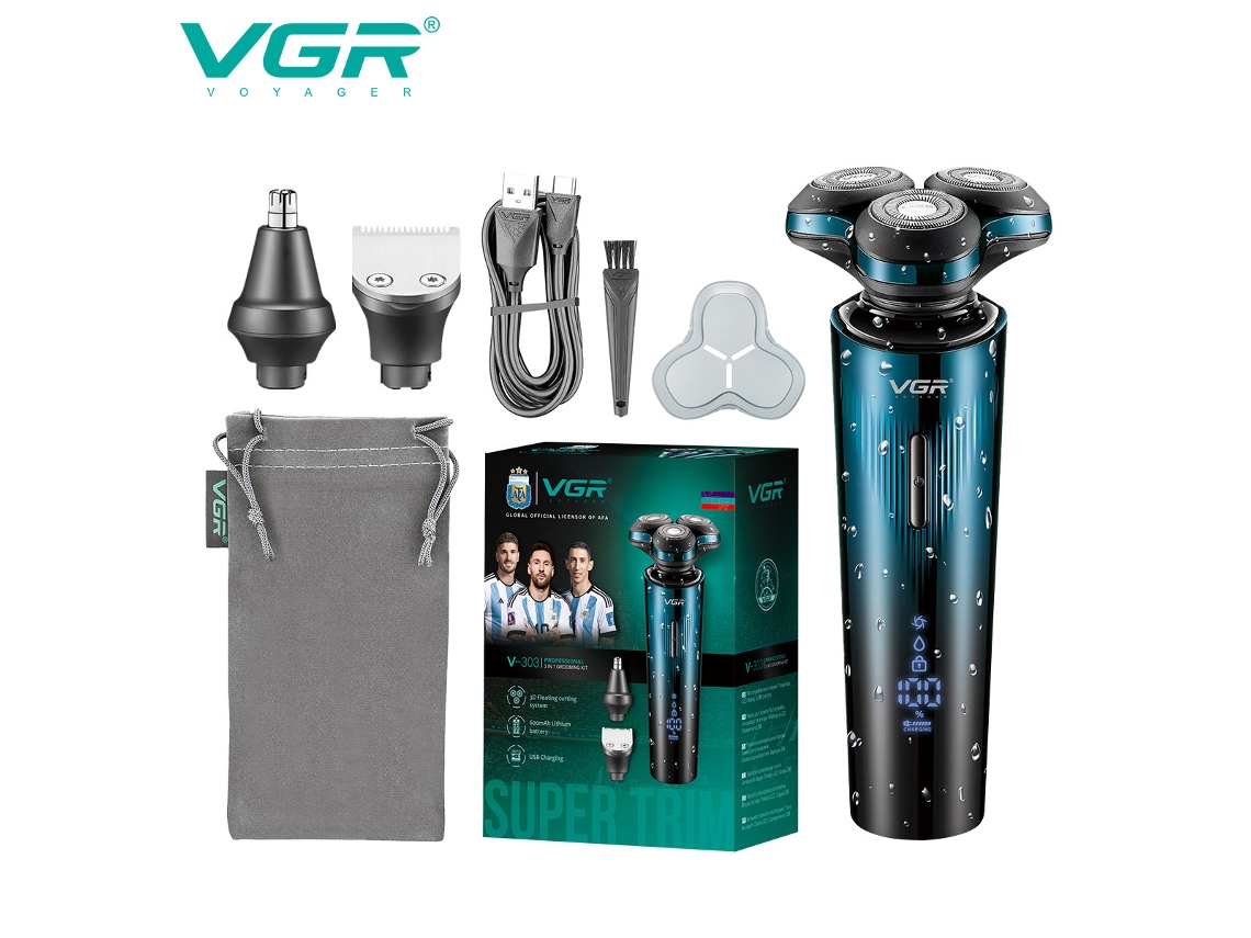Set 3 en 1: Afeitadora resistente al agua y recortadora eléctrica de vello nasal. MDUG