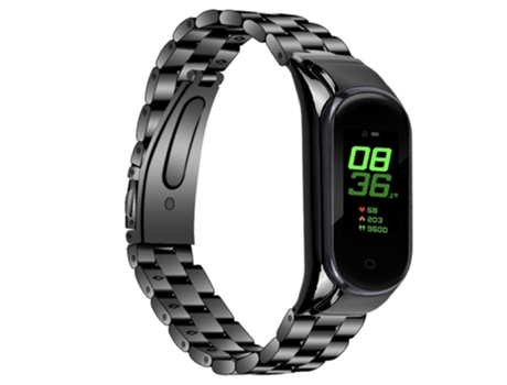 Correa de acero inoxidable tres cuentas con hebilla plegable para Xiaomi Mi Band 7 - negro