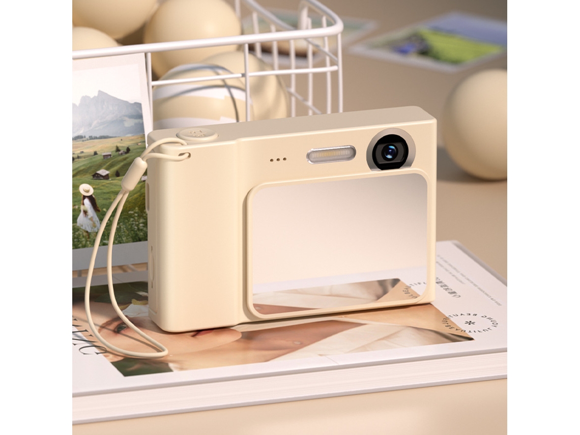 Camara Compacta, Tarjeta Ccd Retro, Doble Camara 4K Amarillo Iluminacion Complementaria CHRUI