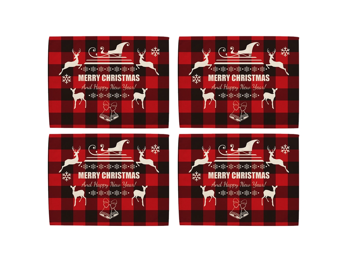 Sousplat rojo navideño, resistente al calor, lavable para decoración de mesa NEVEANCE