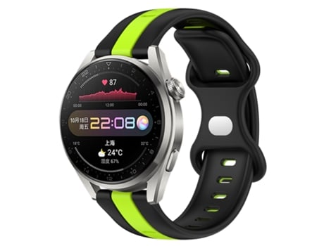 Correa de reloj inteligente para Huawei Watch 3 Pro 20 mm Hebilla de mariposa de silicona bicolor (negro + verde)
