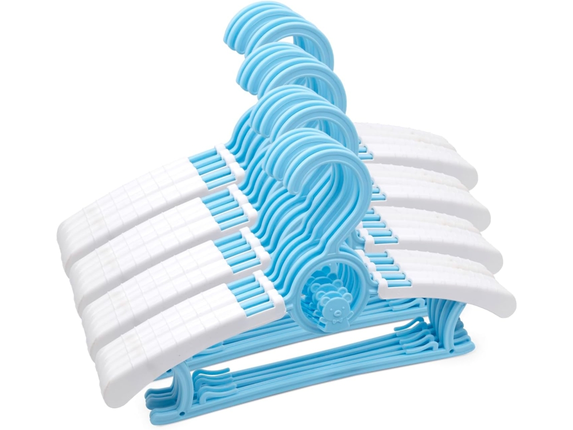 COM-FORT HOUSE | Percha de Plástico Infantil | Percha Niños | Color Azul | Percha Plástico Resistente| Pack 20 Unidades |