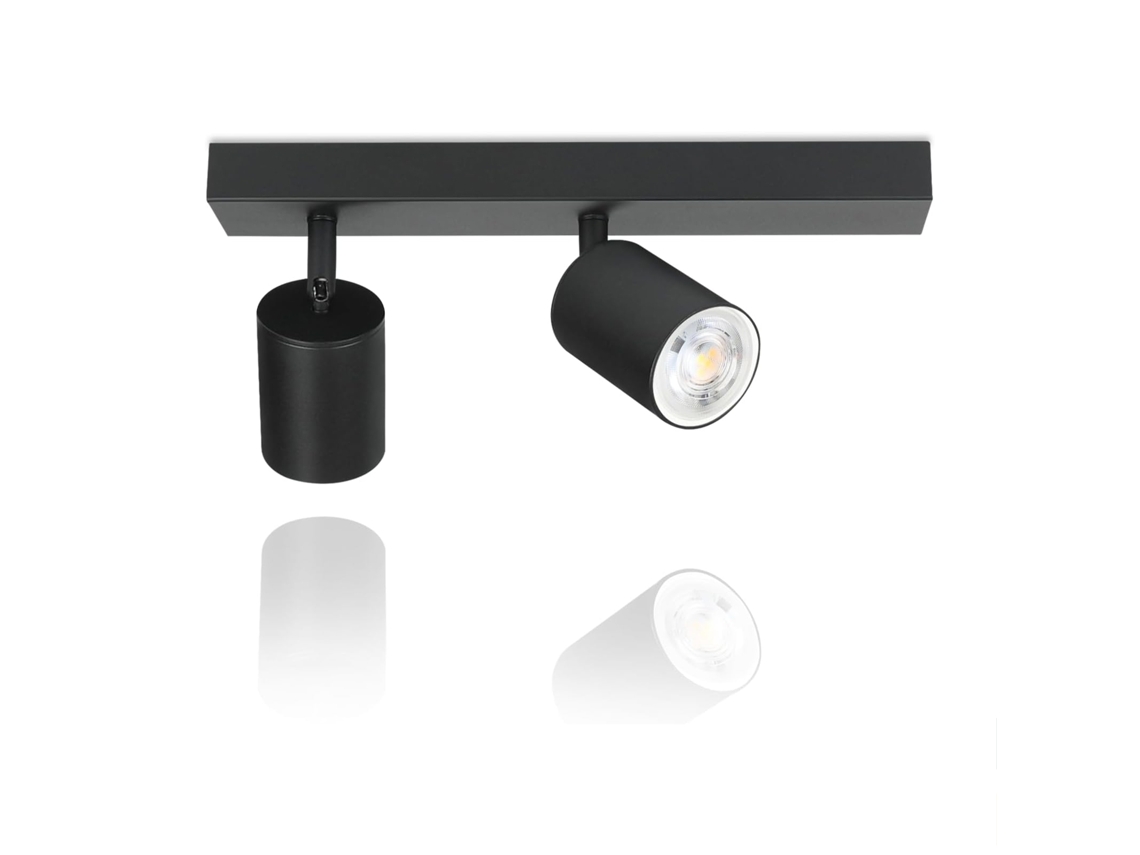 2 Focos Max 25W Gu10 Luz de Techo Led Negra Moderna para Lámpara de Pared Industrial Giratoria 350 para Sala de Estar Dormitorio Cocina NETTLIFE