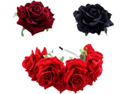Diadema De Boda De Tela Roja Con Pinza Decorativa Para El Cabello Artificial Rosa.