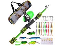 Kit De Caña De Pesca Marina Portátil, Caña Retráctil Con Carrete, Anzuelos Y Bolsa De Pesca
