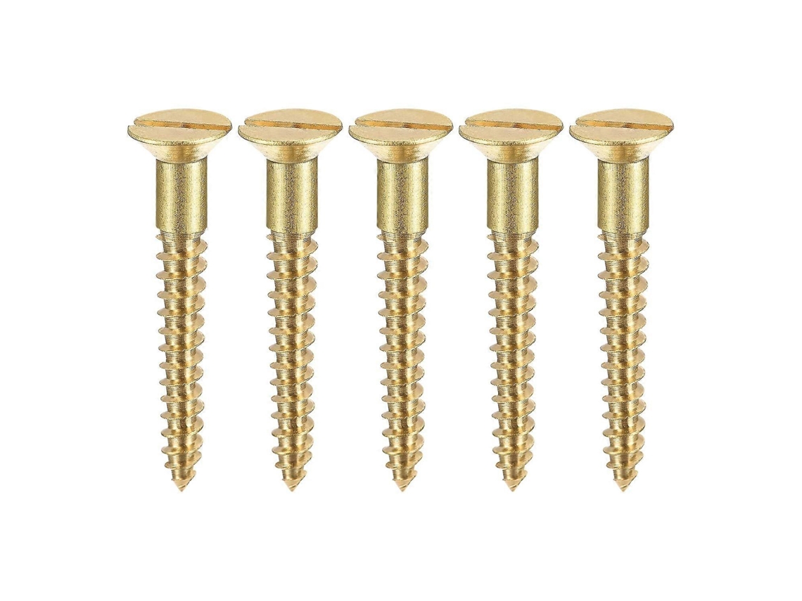 100 Tornillos De Latón De Cabeza Plana Ranurada M4 X 40mm Para Madera