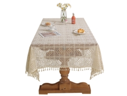 Mantel Americano Retro Hueco, Hilo de Algodón, Ganchillo, Funda Antipolvo 140x180 cm Beige SIURN