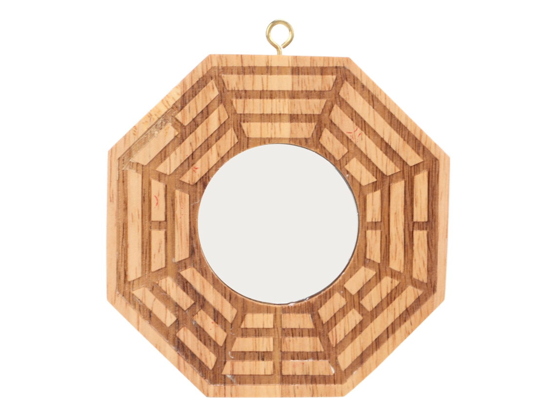 El Colgante De Espejo Bagua Cóncavo De Madera Para Puertas Exteriores Atrae Riqueza Y Buena Suerte.