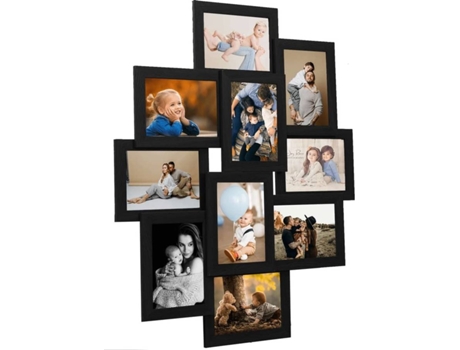 vidaXL Marco de fotos collage para foto de 10x(13x18 cm) negro MDF