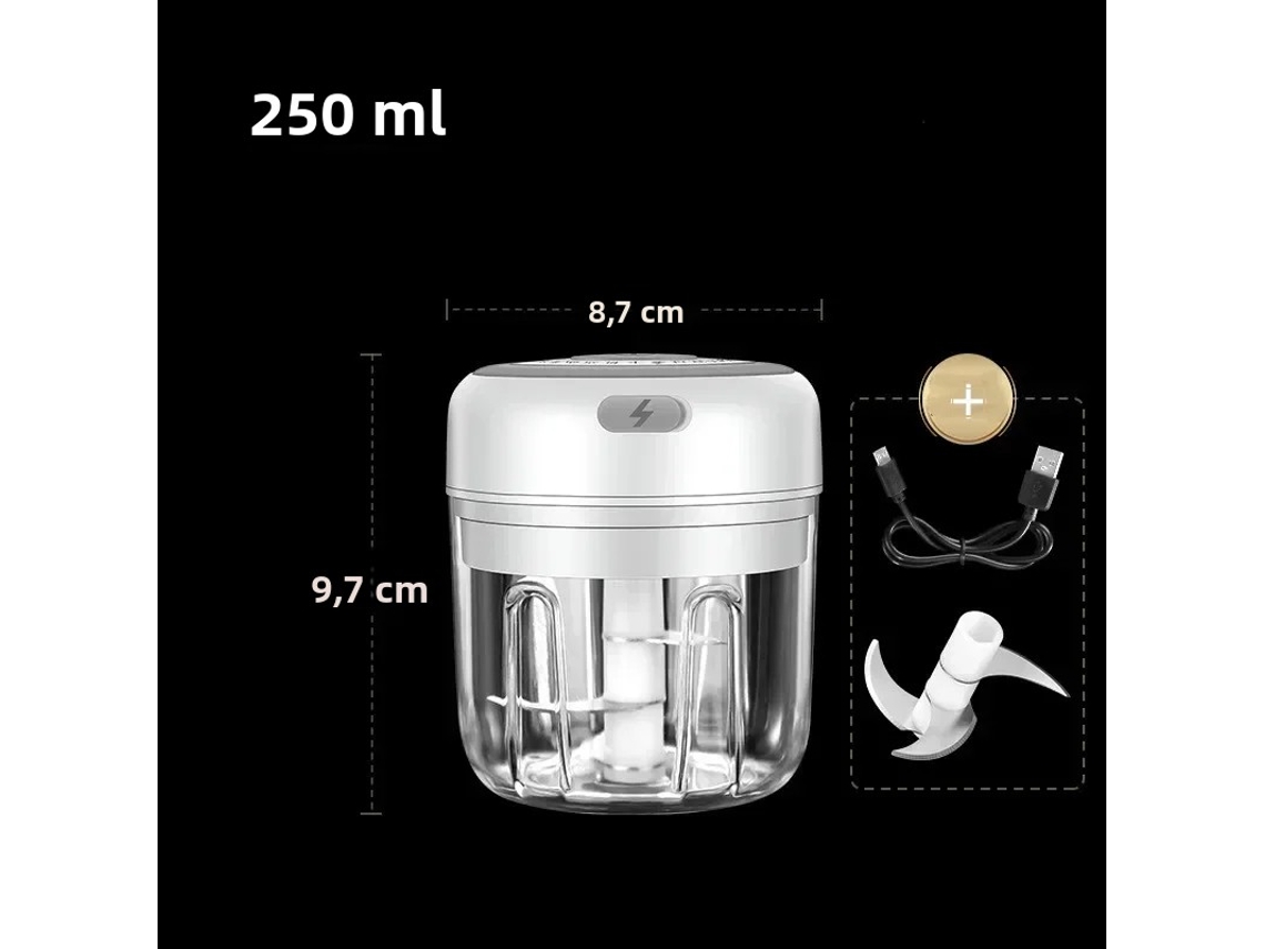 Picadora De Verduras Y Ajo Eléctrica De 250 Ml, Picadora De Carne, Fabricada En Plástico Y Acero Inoxidable.