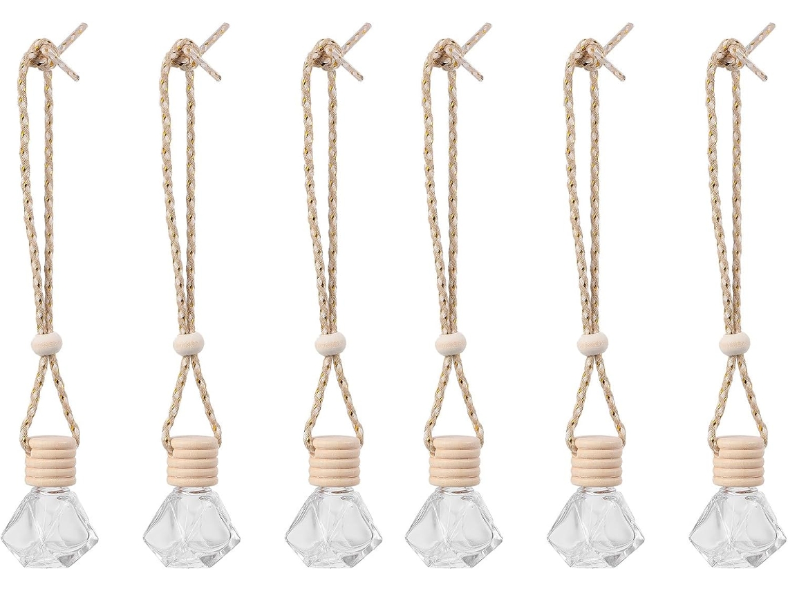 Juego De 6 Botellas Vacías De Vidrio Transparente De 8 Ml Para Difusor De Coche Colgante, Accesorios.