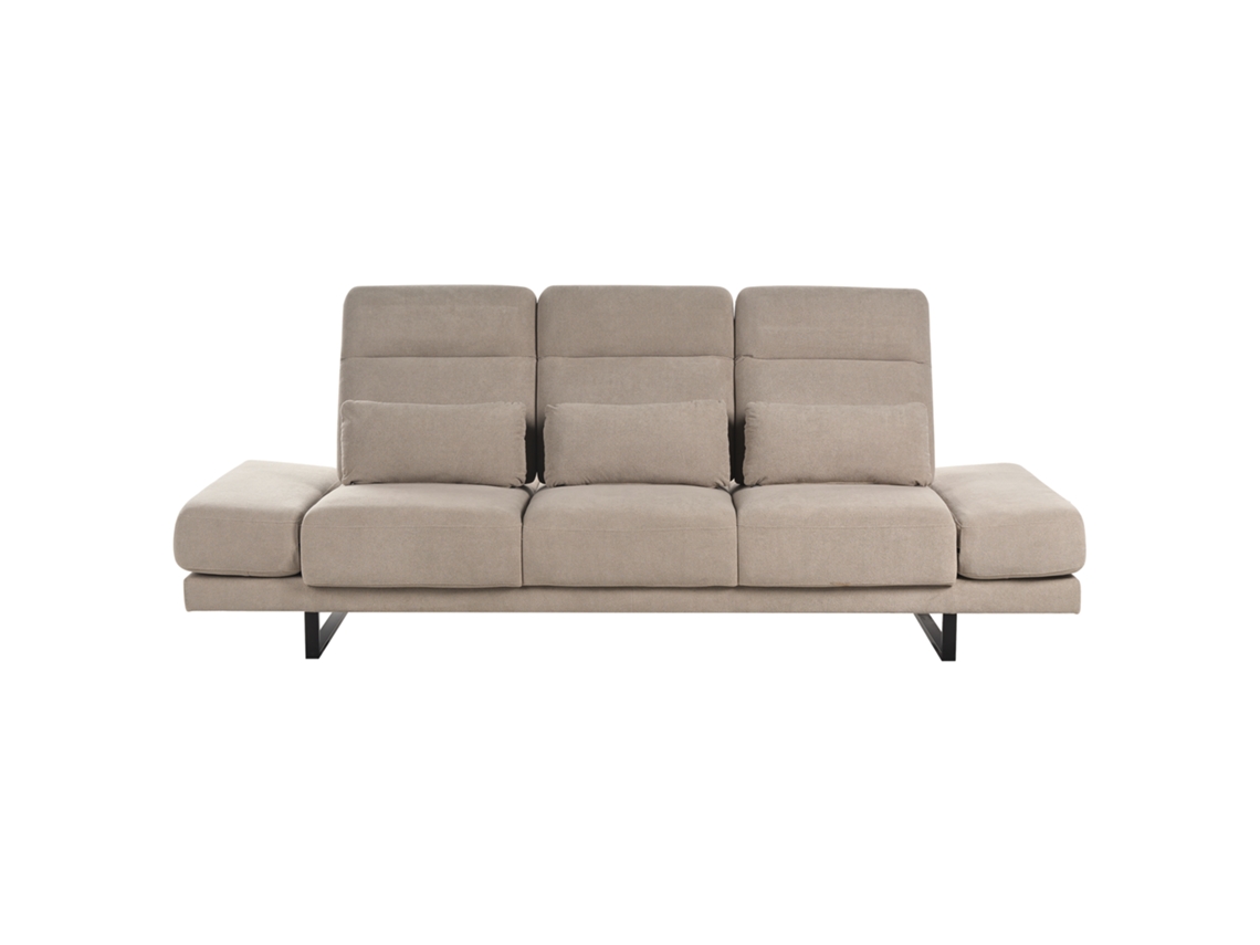 Sofá Beliani Ikast 3 Plazas Poliéster Crema 255x129x105