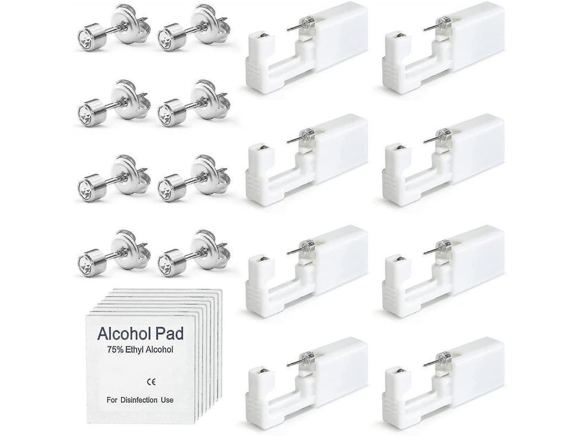 Kit De Perforación De Orejas Desechable 8 Piezas Con Pendientes Painless Y Seguro Para Niños Niñas Mujeres Hombres Akz