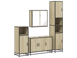 Conjunto de muebles de baño de 4 piezas en madera de roble Sonoma - EXCLUSIVA MAISON