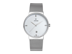 Reloj De Pulsera Masculino De Acero Inoxidable Estilo Fashion Resistente Al Agua (dial Blanco)