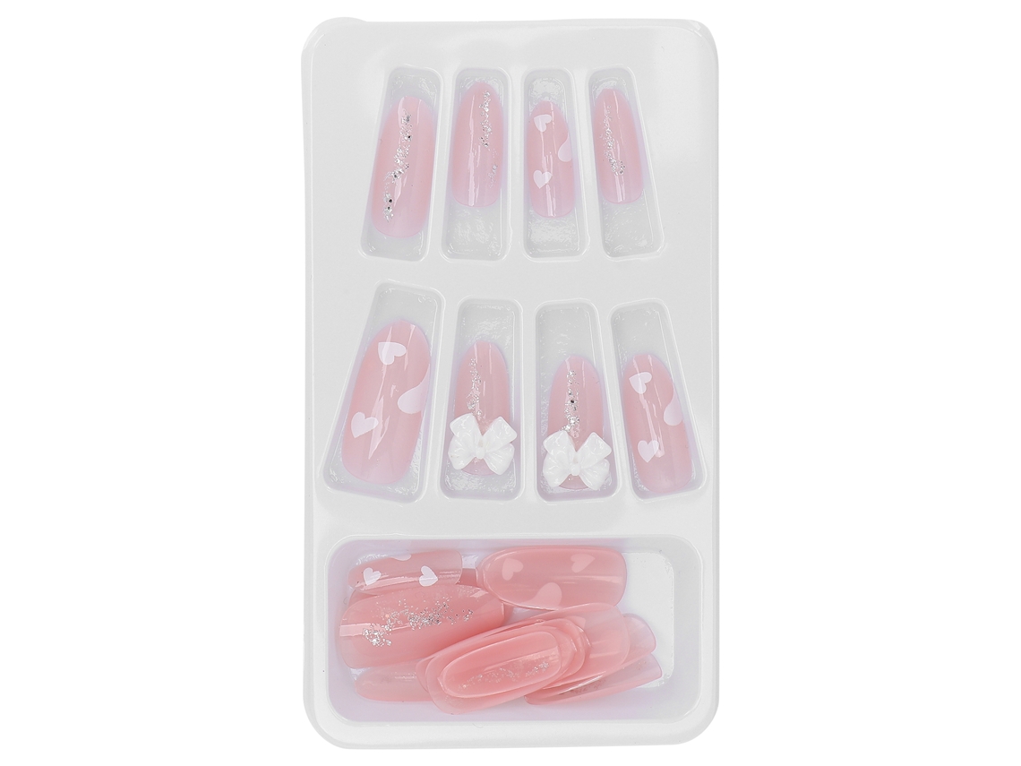 Kit de 24 uñas postizas desmontables de cobertura total para mujer.