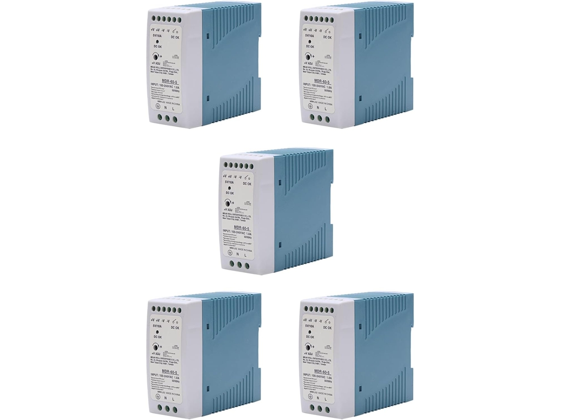 5 Unidades De Mdr-60, Fuente De Alimentación Para Riel Din De 5 V Y 60 W, Regulador De Voltaje, Controlador, Ca/cc, 110 V/220 V.