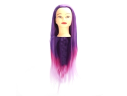 Cabeza De Maniquí Con Degradado Morado Y Rosa Para Practicar Peluquería