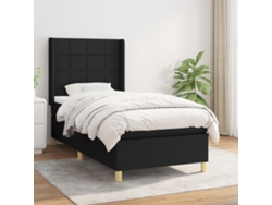 Cama Box Spring Con Colchón Tela Negro 90x200 Cm