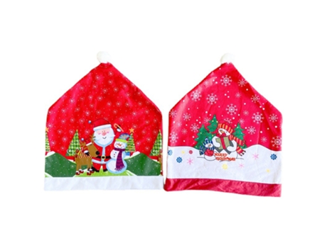 Cubierta de la silla de Navidad Santa Cap Muñeco de nieve Cubiertas de la silla roja Decoración Decoración de la cena del hogar de Navidad, 4 pieza...