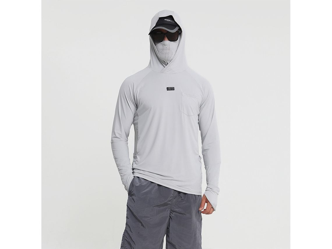 Camisa de manga larga para hombre Yuysan con protección solar y mascarilla, ideal para la pesca, de secado rápido y con protección UV.