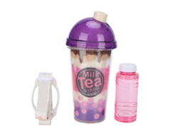 Máquina De Burbujas Eléctrica Para Niños Forma Taza De Leche Con Música Luces Juguete Automático Portátil Morado Azul