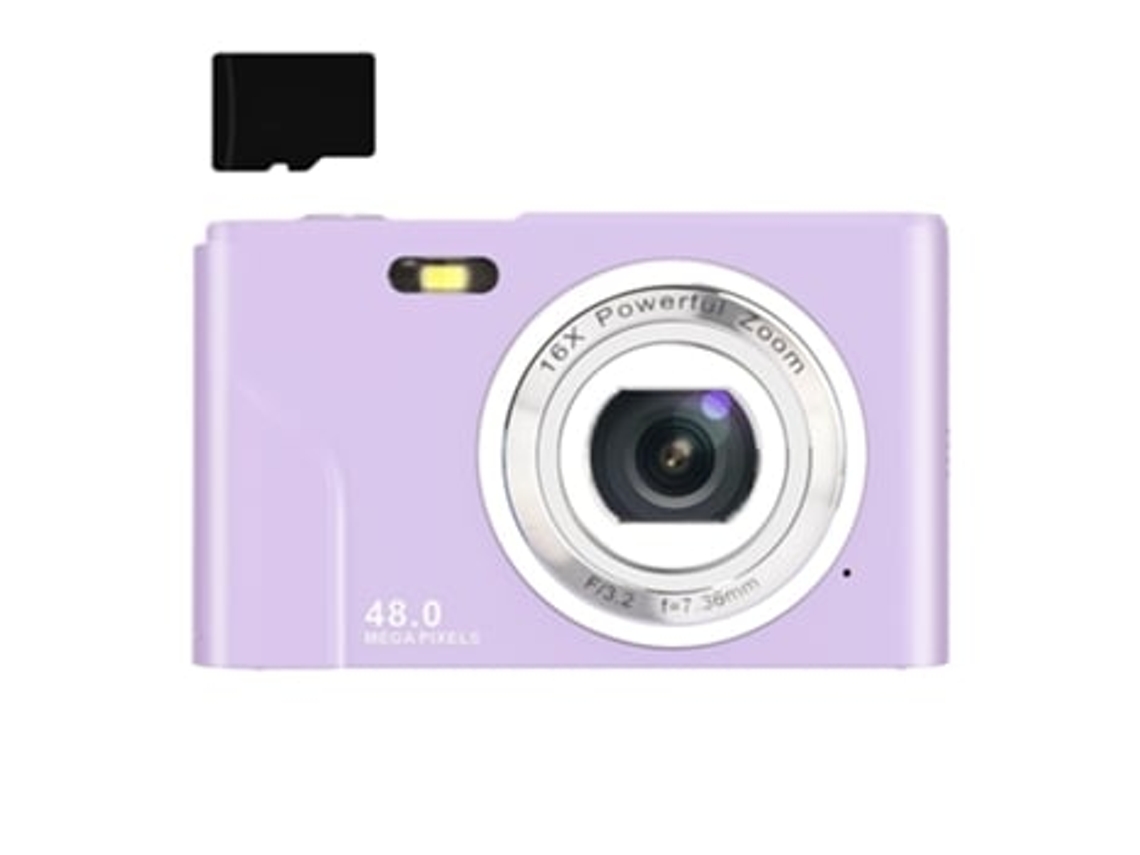 Cámara digital, 48 MP, FHD, zoom 16x, 32 GB, color morado Panoona