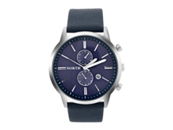 Reloj Naviforce Para Hombre, Resistente Al Agua, Doble Movimiento, Correa De Pu, Oro Rosa + Azul.