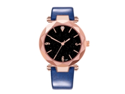 Reloj De Pulsera Unisex Sencillo De Cuarzo Con Correa De Piel Sintética Azul.