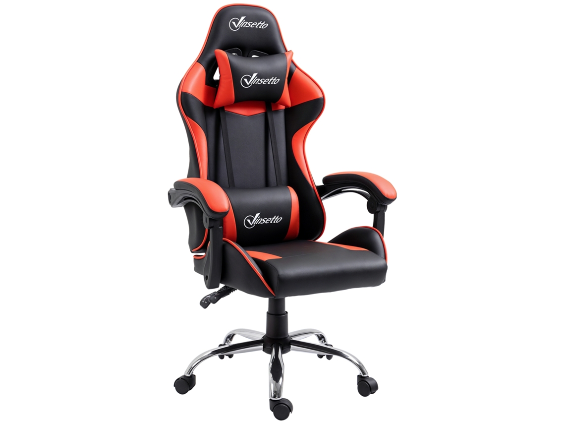 Silla Gaming Reclinable De 135° Con Cojín Lumbar Rojo